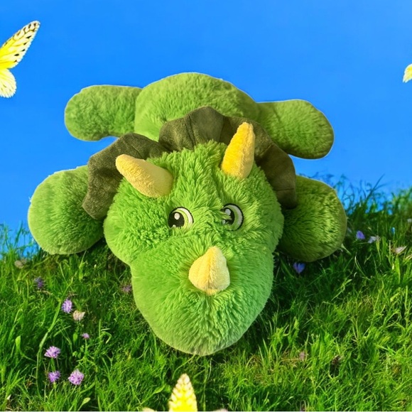 Dan Dee Lime Green Triceratops Dinosaur Cuddly Pillow Plush 22” Laying Floppy - Picture 1 of 4